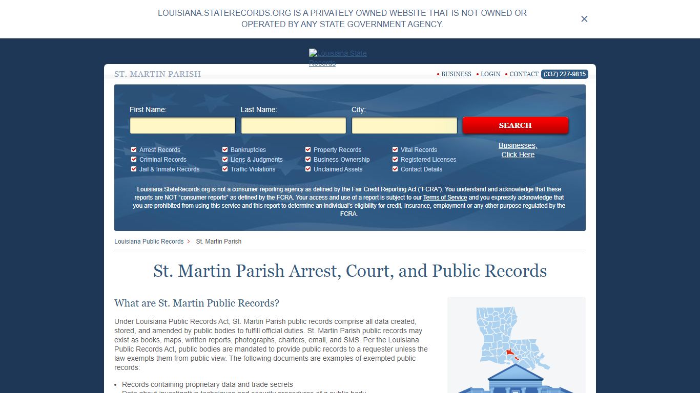 St. Martin Parish Arrest, Court, and Public Records